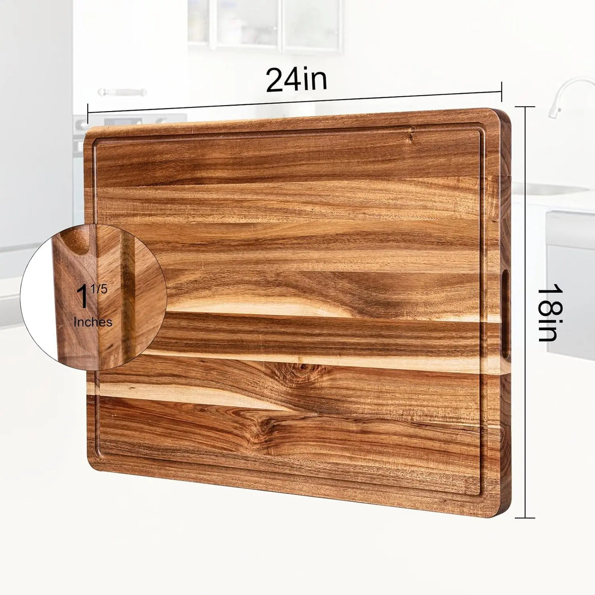 TWISTER.CK Reversible Wood Cutting Board With Juice Groove Handle