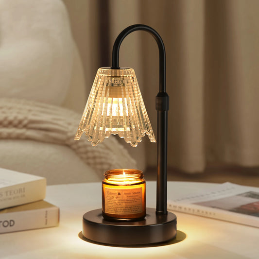 Adjustable Dimmable Candle Warmer Lamp With Glass Shade