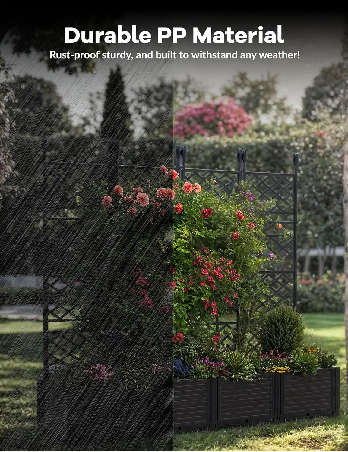 Twister CK Outdoor Garden Planter Box With Trellis Rack