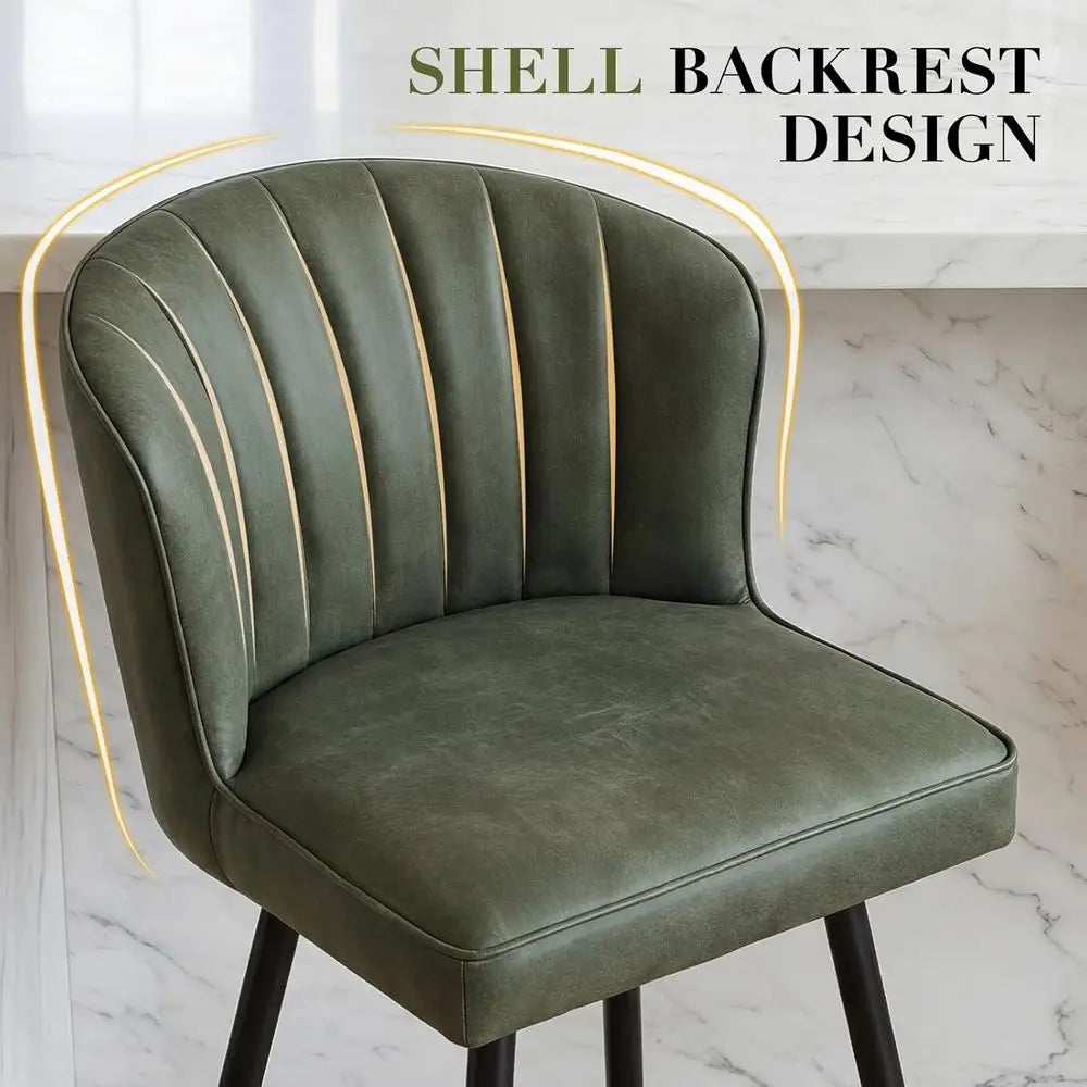 Lism Modern Leather Bar Stools With Padded Metal Frames
