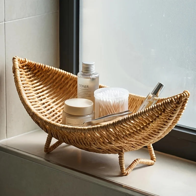 Nordic Imitation Vine Woven Plastic Storage Basket For Home