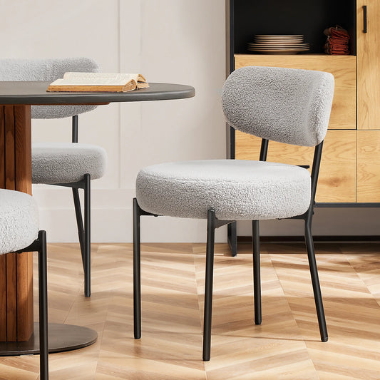 JHK Ergonomic Dining Chairs With Curved Backrest And Metal Legs