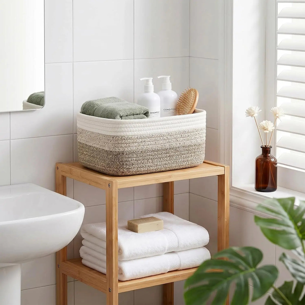 Garvee Woven Cotton Rope Storage Baskets For Shelf Organization