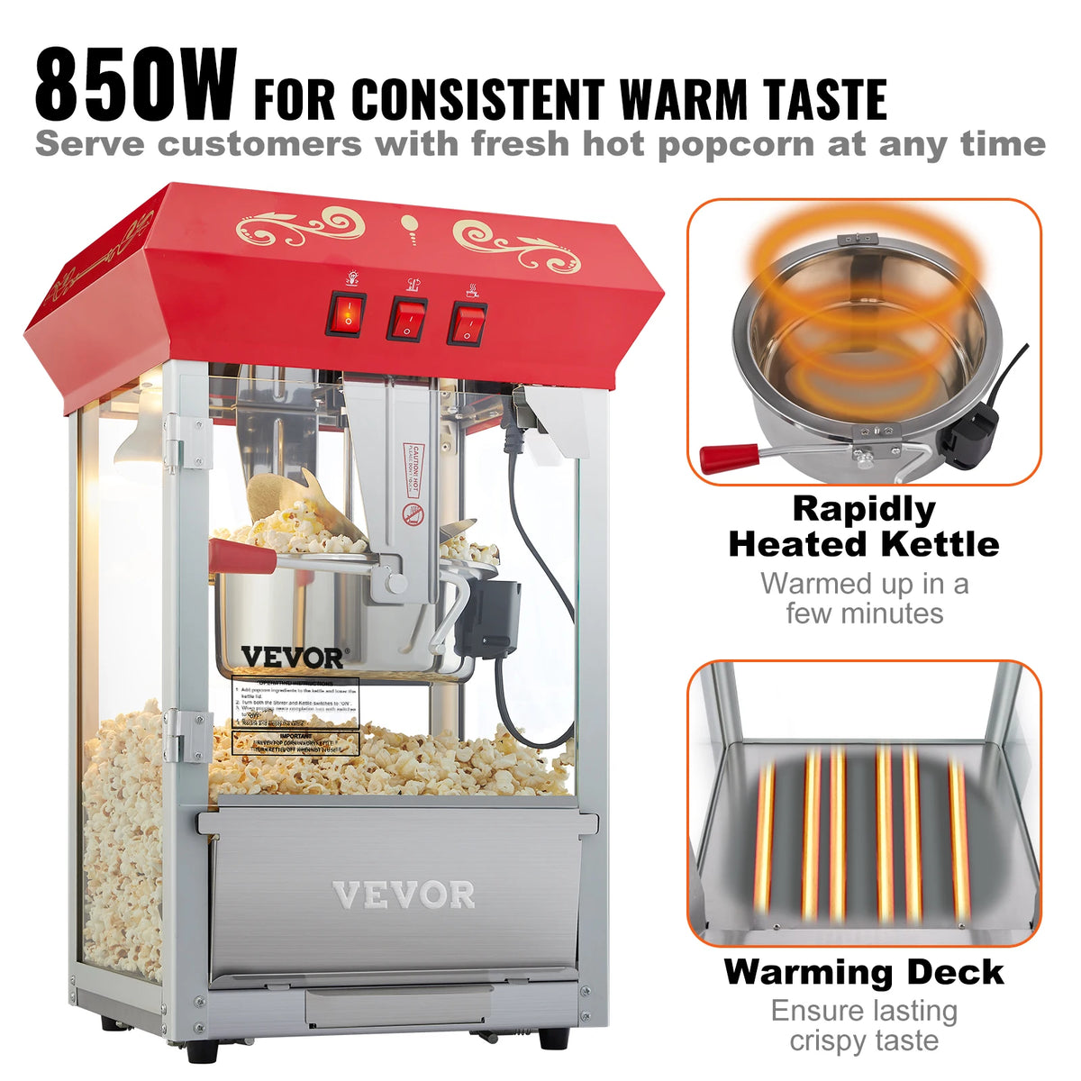 Succebuy Electric Popcorn Maker Commercial Popper Machine With Scoop