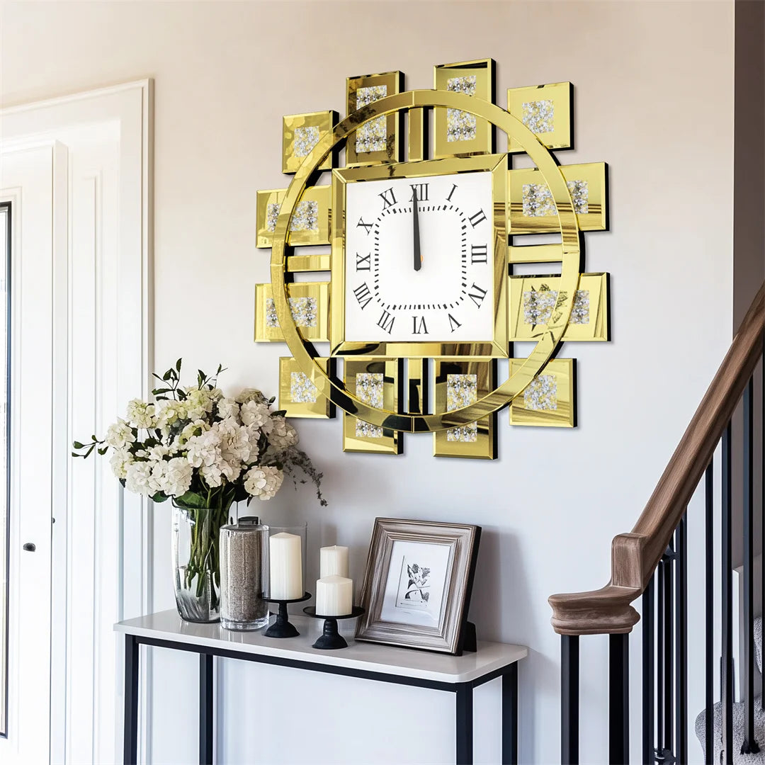 Decorative Resin Wall Clock With Needle Loudspeaker Living Room Design