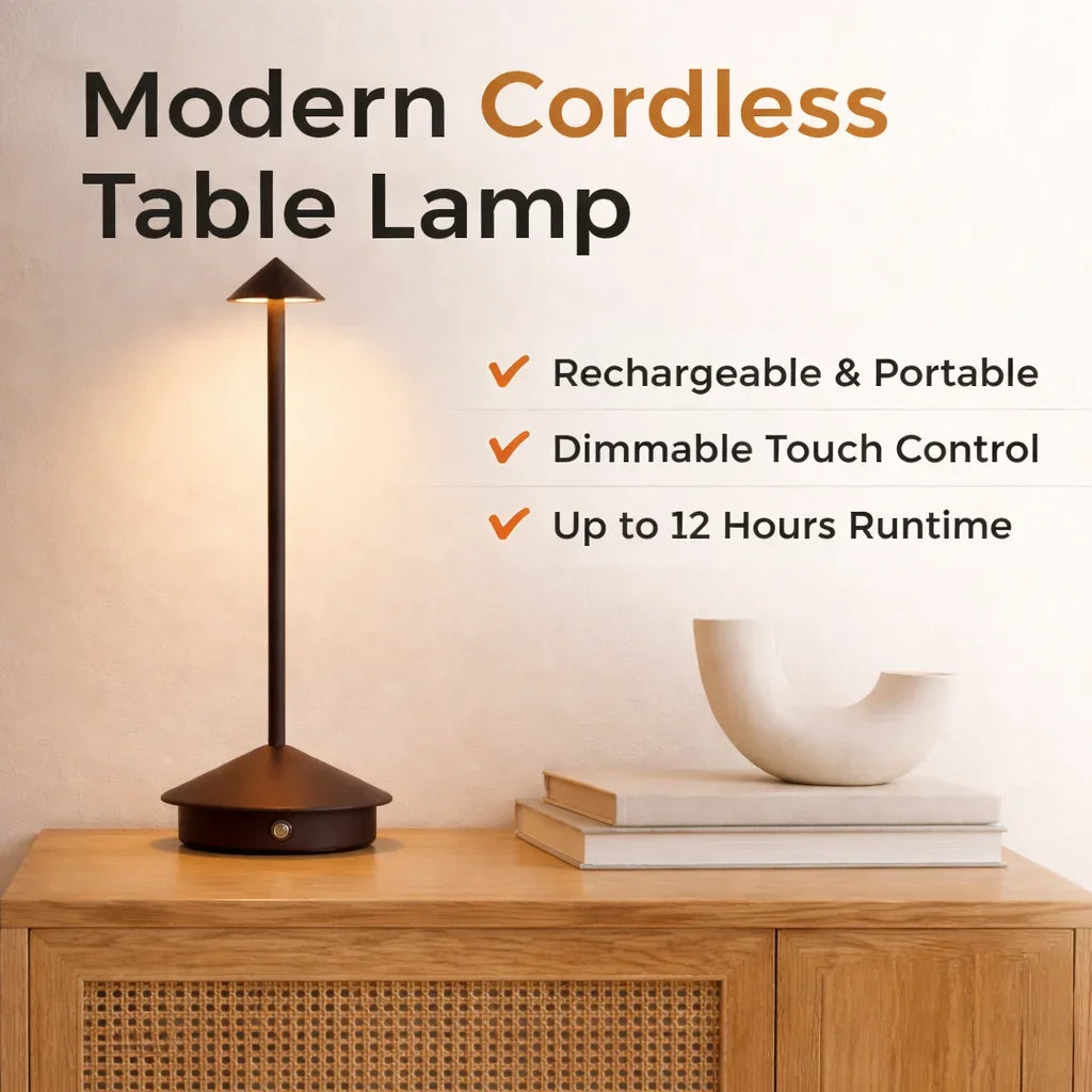 GGbingo Wireless Rechargeable LED Bedside Lamp Touch Control Desk Light