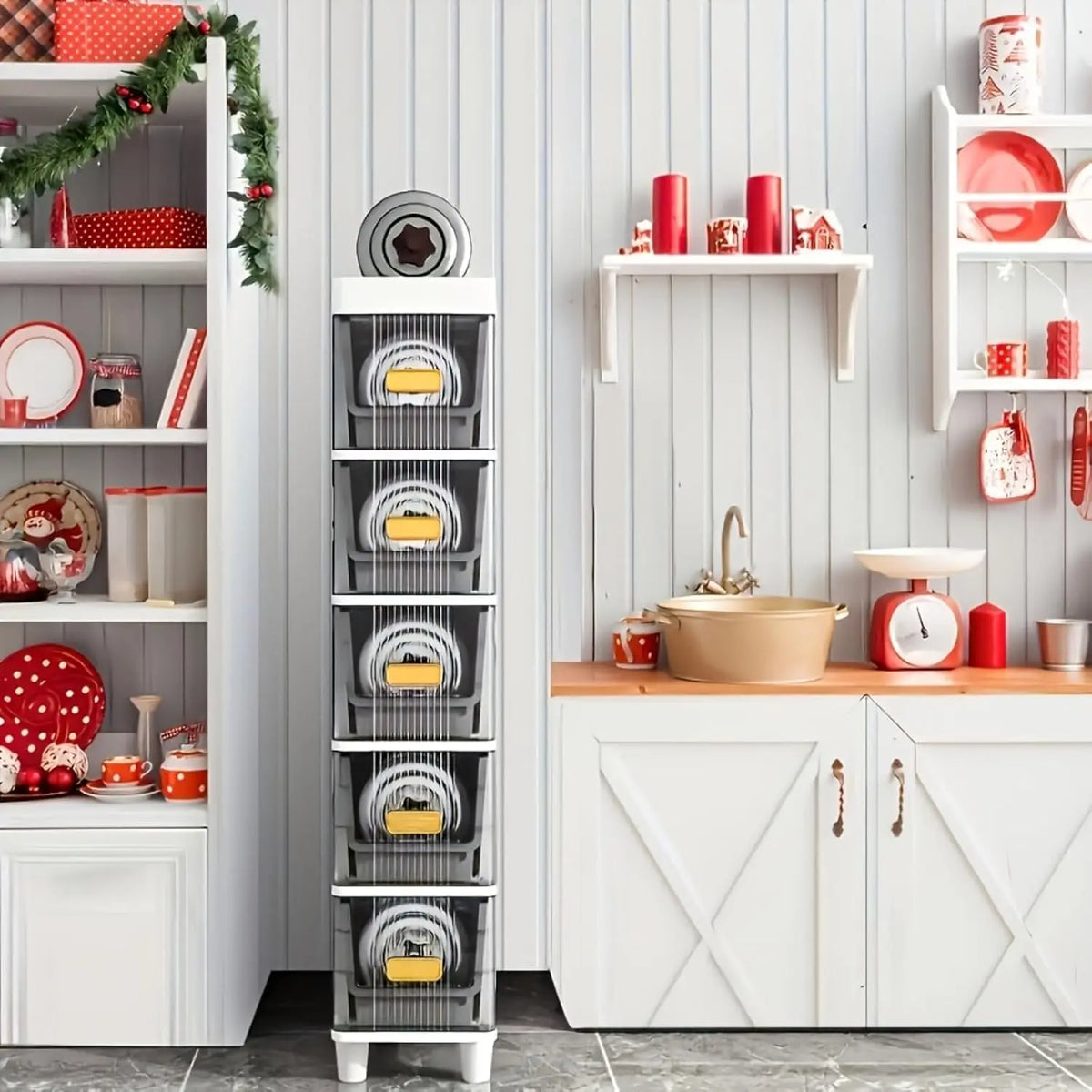 Four Tier Plastic Bathroom Storage Cabinet Freestanding Corner Shelves