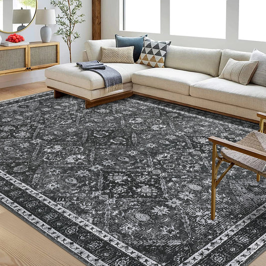 Machine Washable Non Slip Polyester Area Rug For Living Rooms