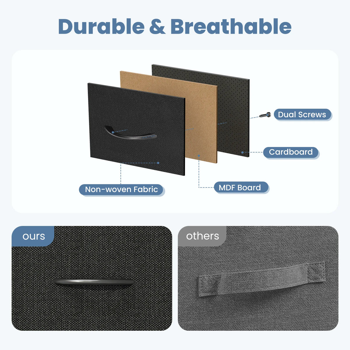 JHK Modern Fabric Drawers Dresser With Wood Top