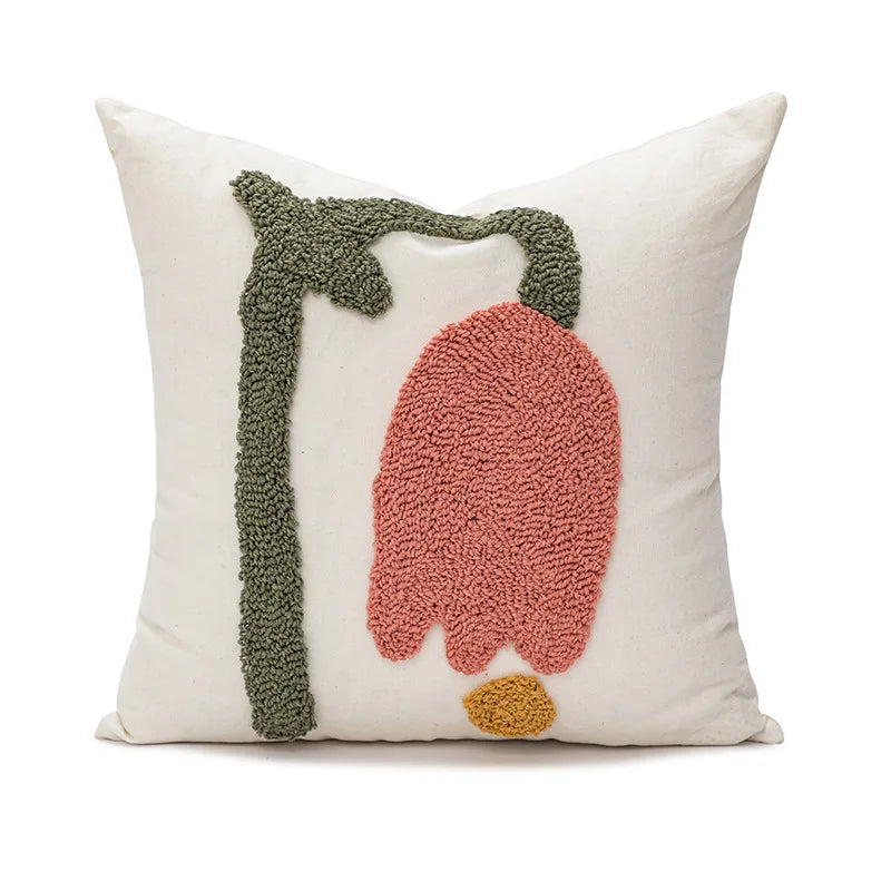Light Luxury Floral Embroidered Pillow Case and Cushion Cover
