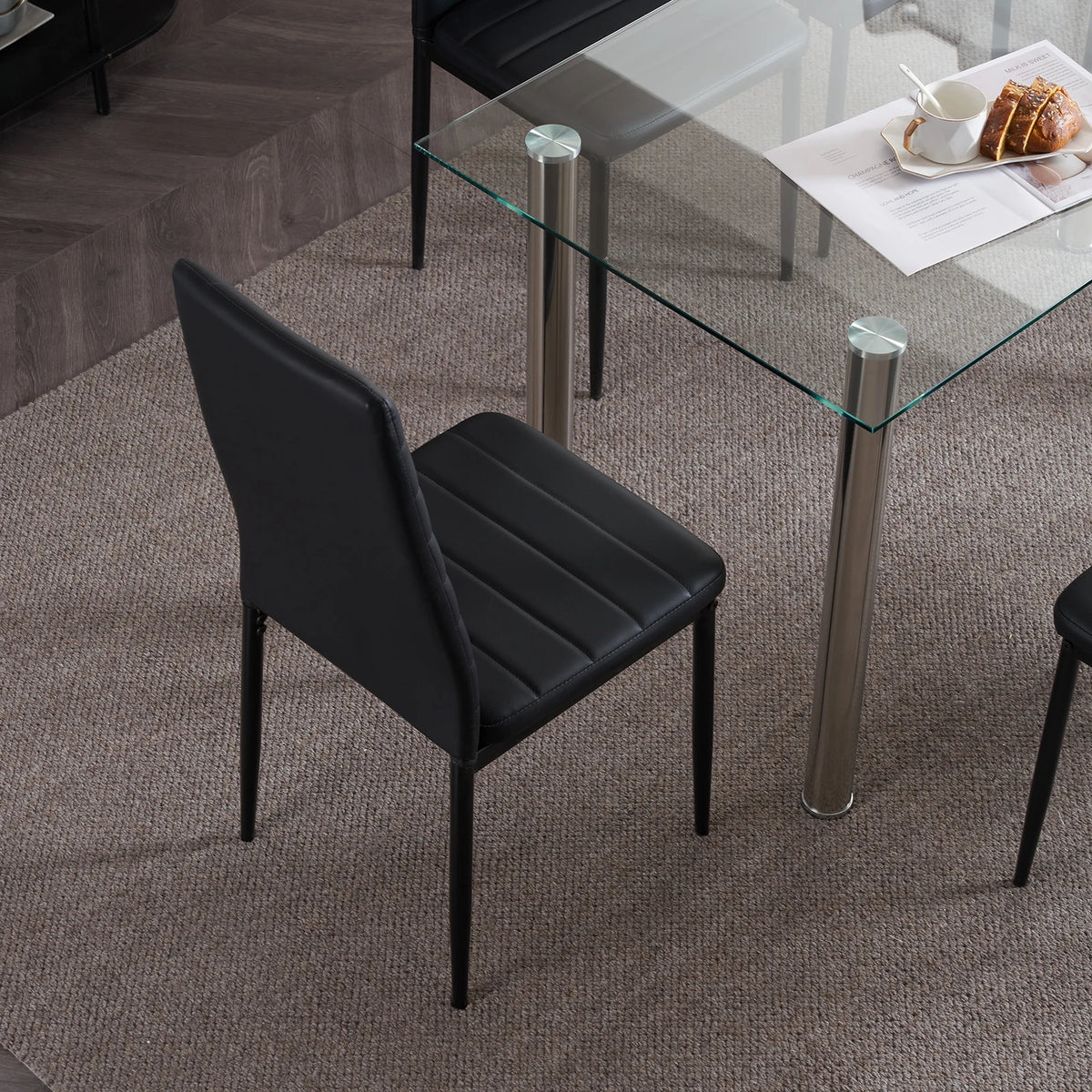 Modern Synthetic Leather High Backrest Dining Chairs