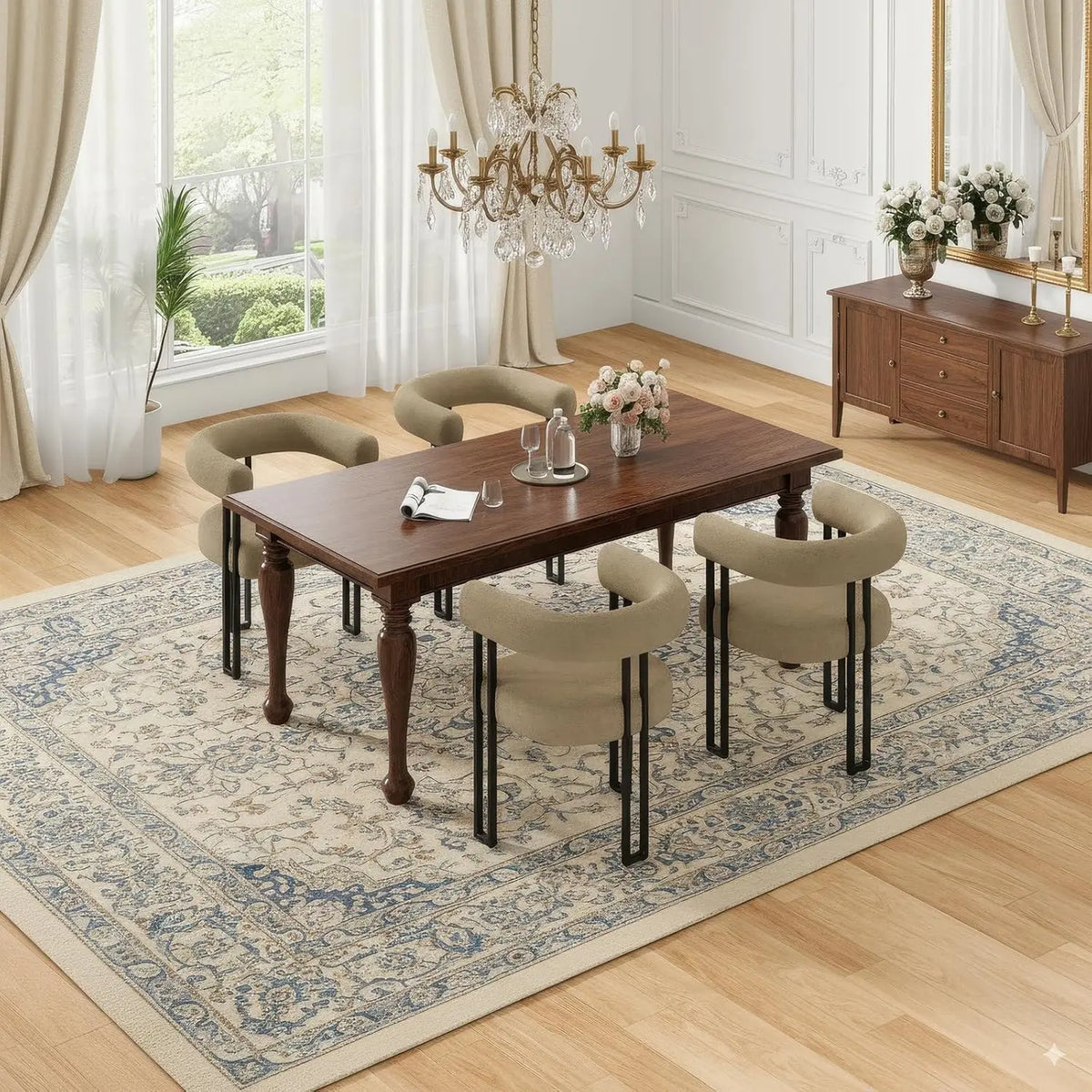 Farini Upholstered Boucle Modern Dining Accent Chairs