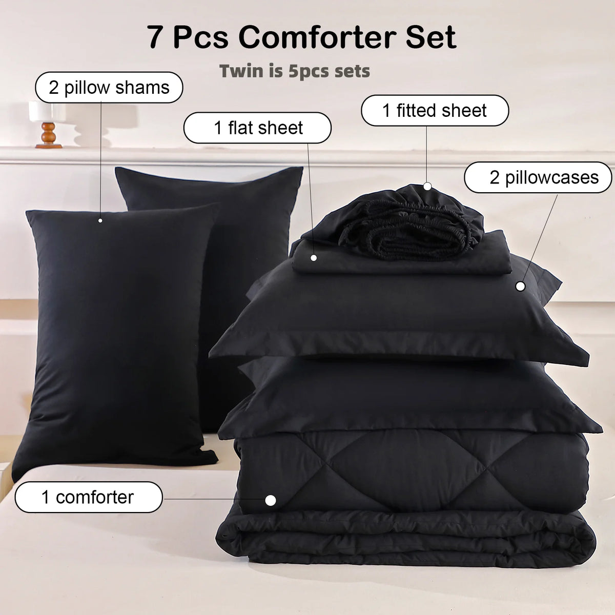 EasYum 5 Piece Bedding Set With Quilted Comforter And Sheets