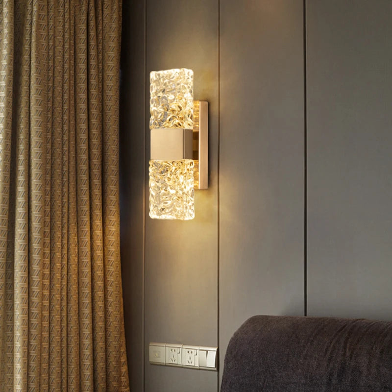 BleakNight Modern Ripple Glass LED Wall Lamp for Home Decor