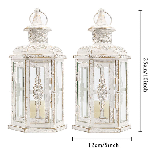 Newimage Vintage Nordic Iron Hanging Lantern Candle Holder Decor