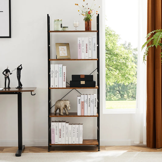 JHK Metal Bookcase Modern Home Office Storage Organizer