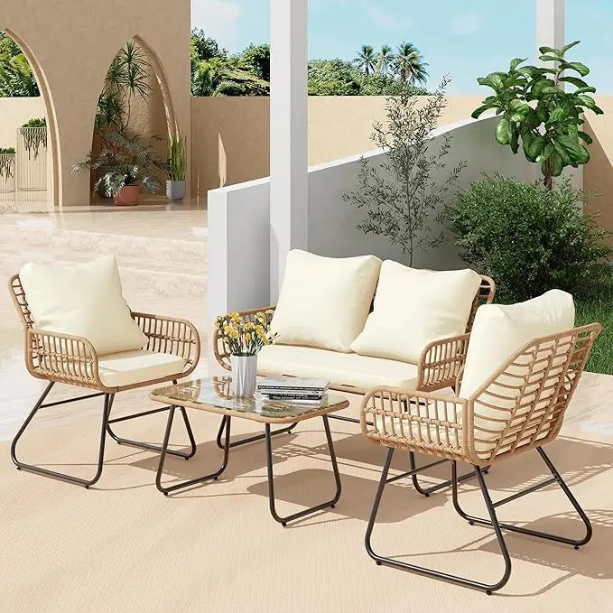 XIUWO All Weather Rattan Outdoor Patio Furniture Set With Cushions