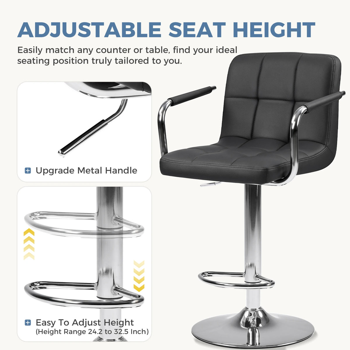 JHK Ergonomic PU Leather Swivel Office Chair Padded Armrests