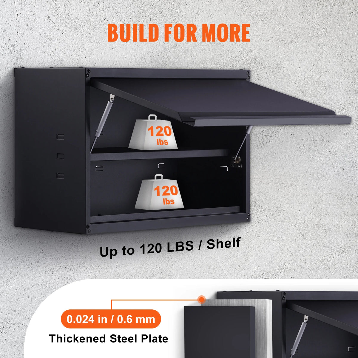 Steel Wall Mounted Storage Cabinet With Adjustable Garage Shelves