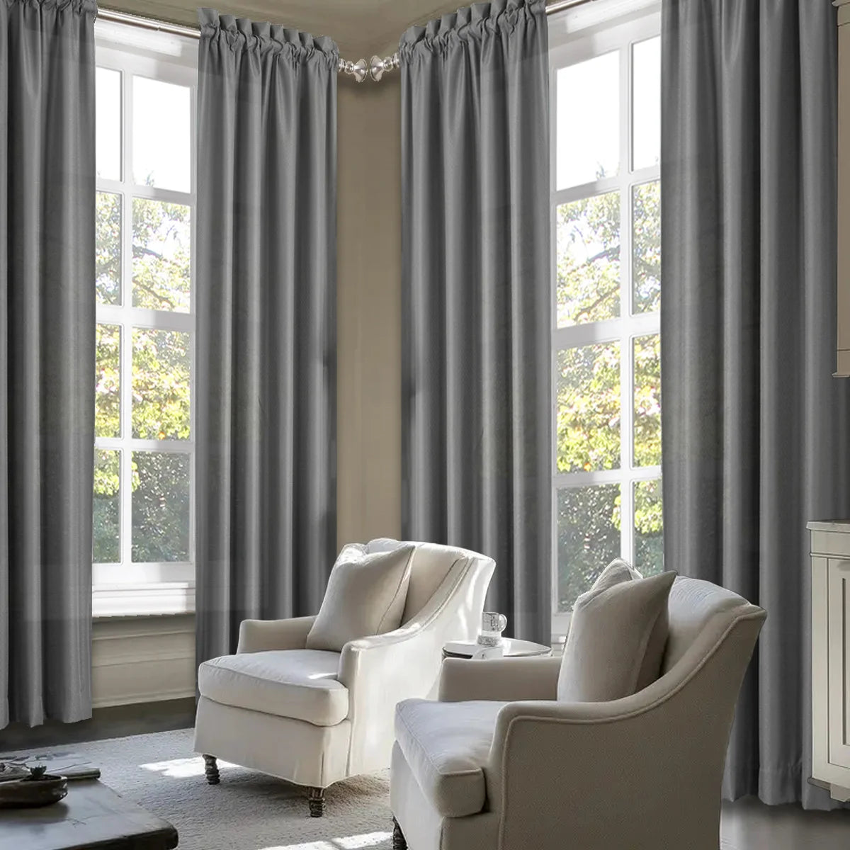 Sabalanica Light Filtering Polyester Curtain Panels Rod Pocket Bundle