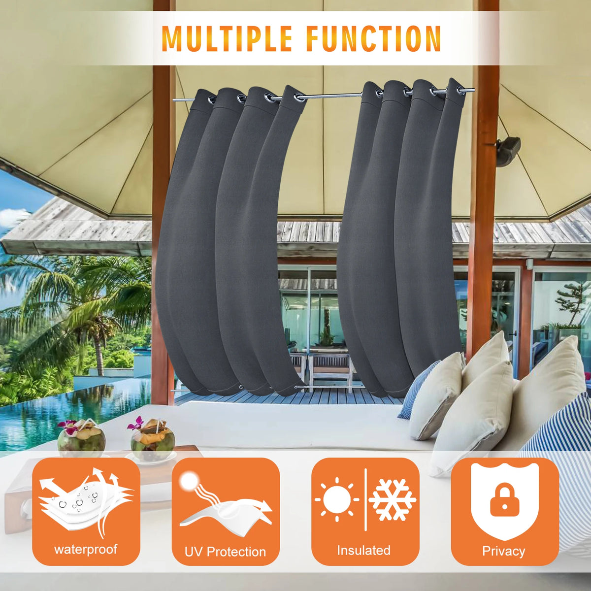 Waterproof Thermal Insulated Blackout Outdoor Window Curtain