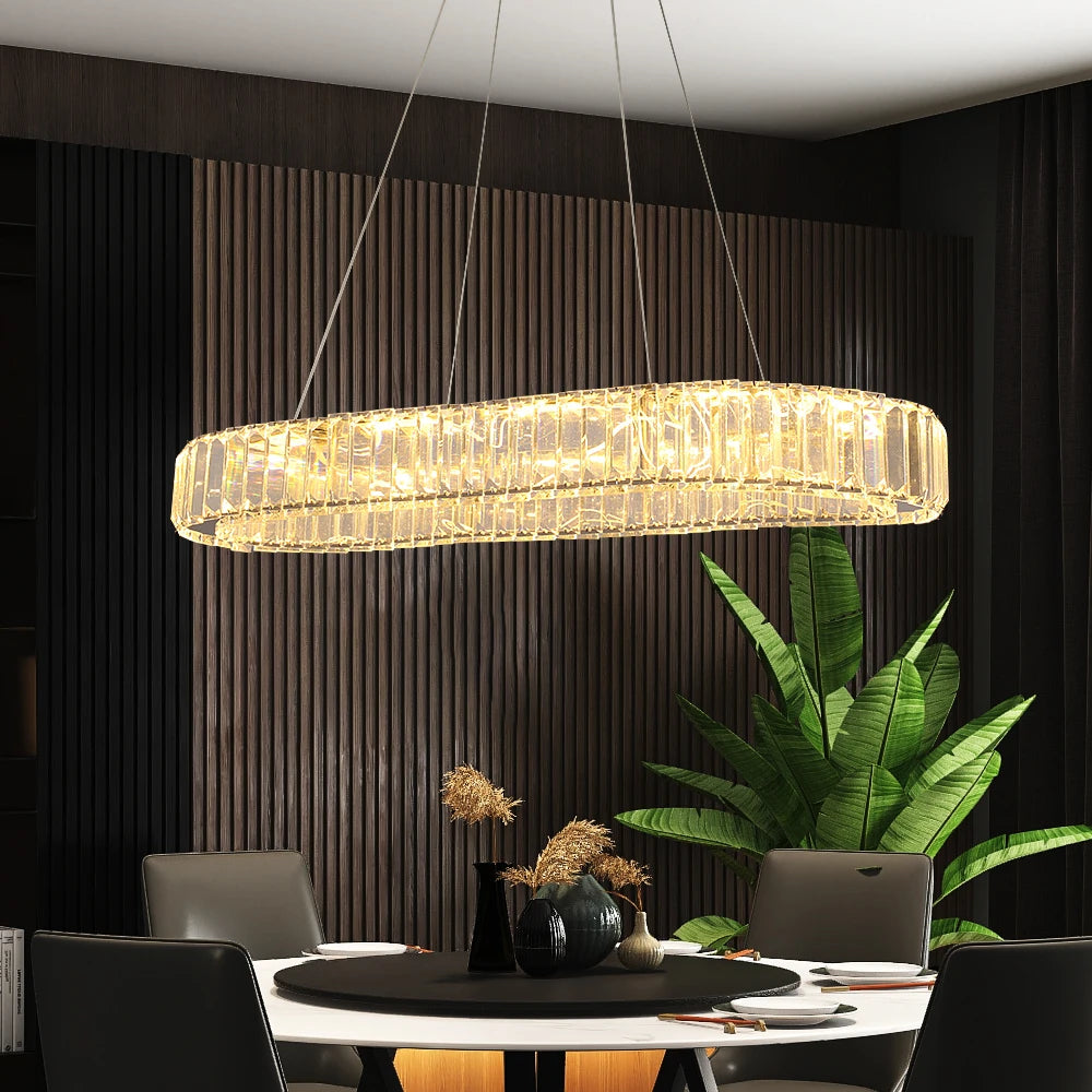 Vetrulus Luxury Crystal Oval Pendant Light Ceiling Lamp