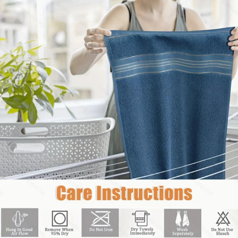 Premium Cotton Bath Towel Ultra Absorbent Quick Dry Gold Trim