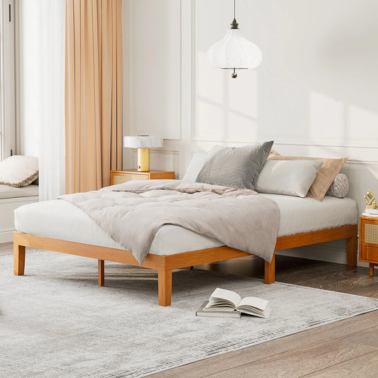 JHK Durable Pine Wood Bed Frame With Sturdy Slat Support