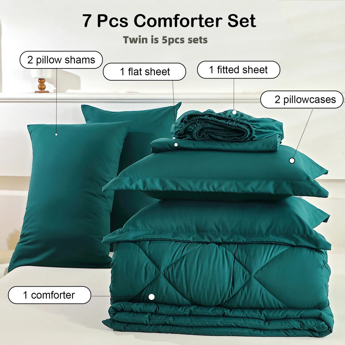 EasYum 5 Piece Bedding Set With Quilted Comforter And Sheets