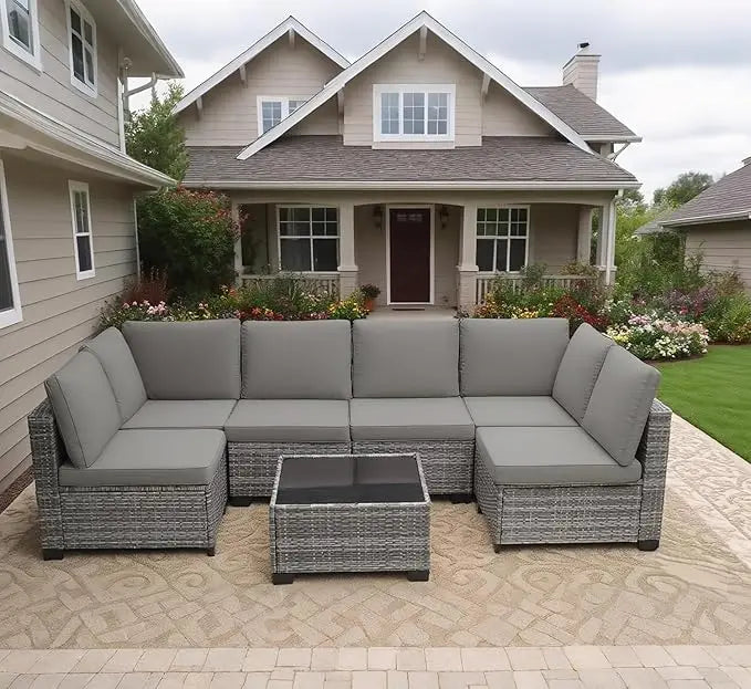 All Weather Outdoor Patio Furniture Set With Rattan Wicker Frame