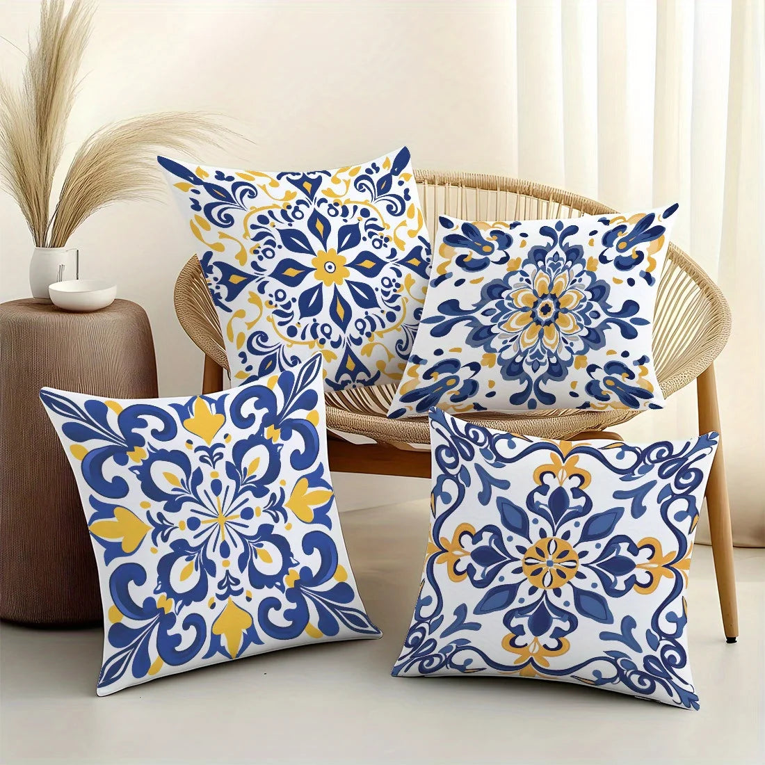 Bohemian Polyester Decorative Pillow Covers With Zipper Closure