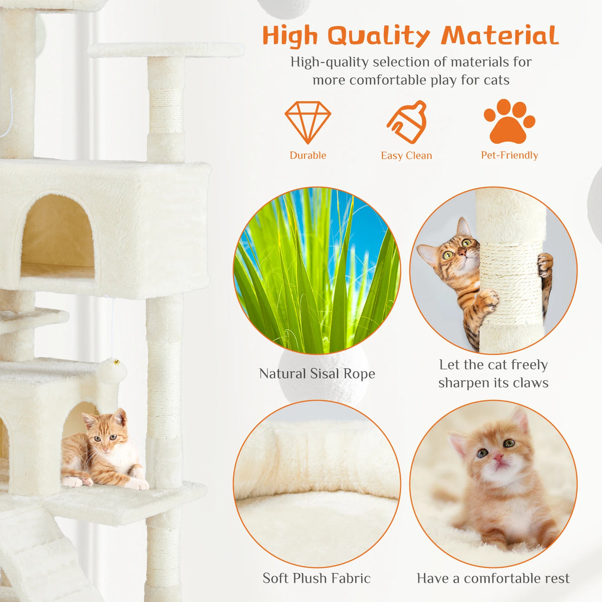 JHK Multi Level Cat Tree With Sisal Scratching Post