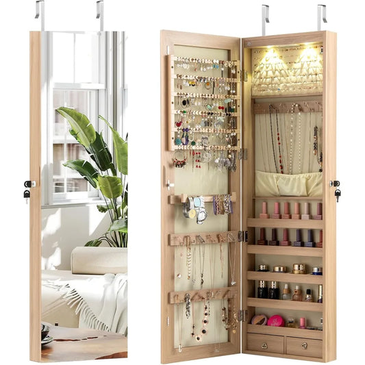 XIAOLANG Full Length Mirrored Jewelry Armoire With LED Lights