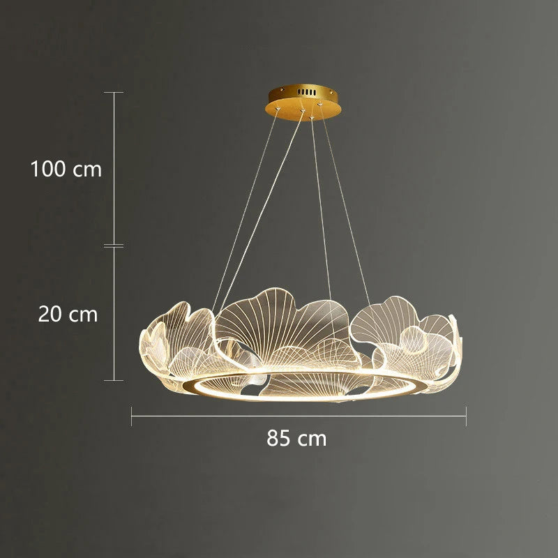 Qyartistry Dimmable Lotus Leaf LED Chandelier for Living Room