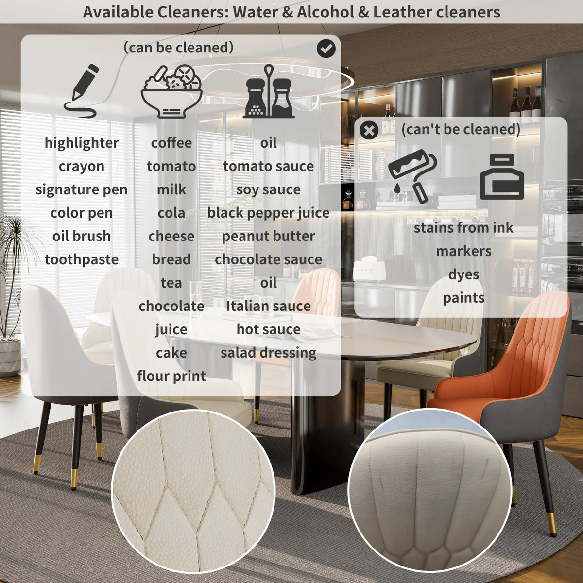 Modern Upholstered Dining Chairs With Metal Legs And Cushions