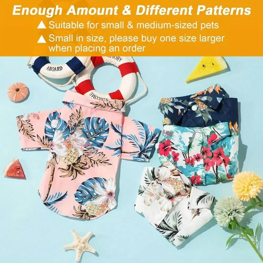Hawaiian Floral Pet Shirts Breathable Summer Dog And Cat Apparel