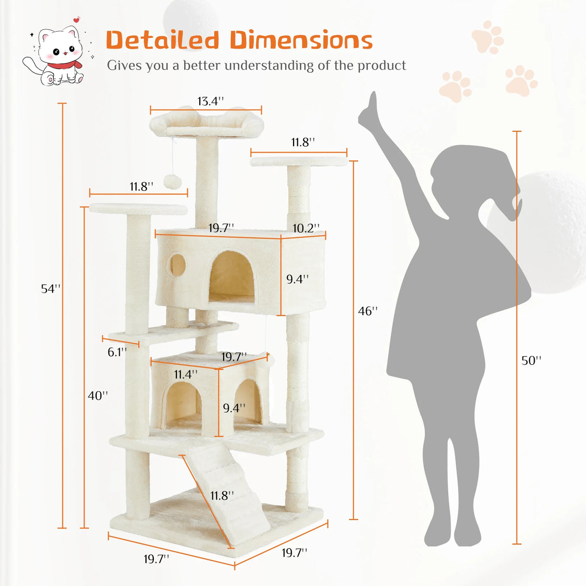 JHK Multi Level Cat Tree With Sisal Scratching Post