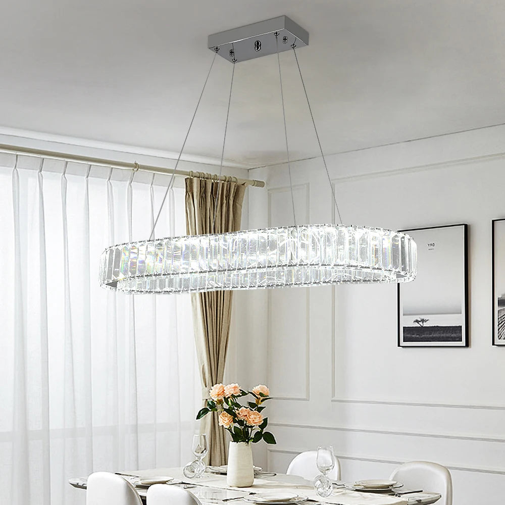 Vetrulus Modern Crystal Oval Pendant Light Ceiling Lamp