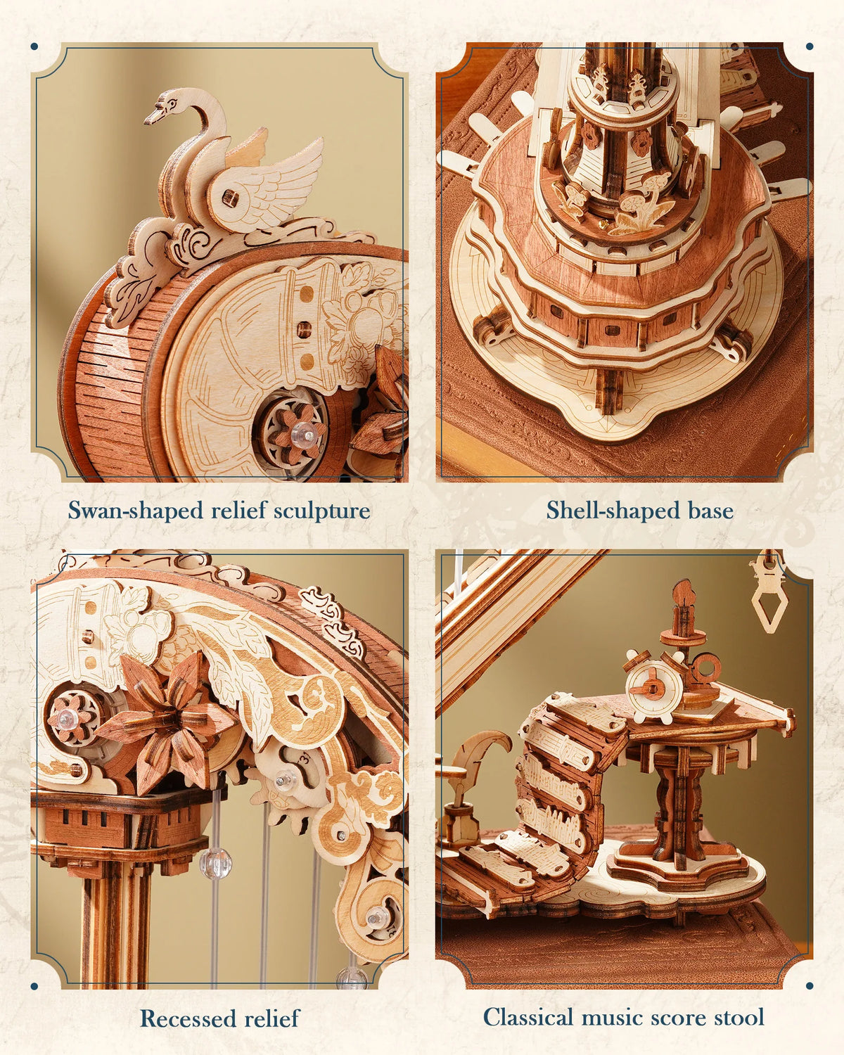 ROKR Magic Harp Wooden 3D Puzzle Mechanical Musical Model Kit