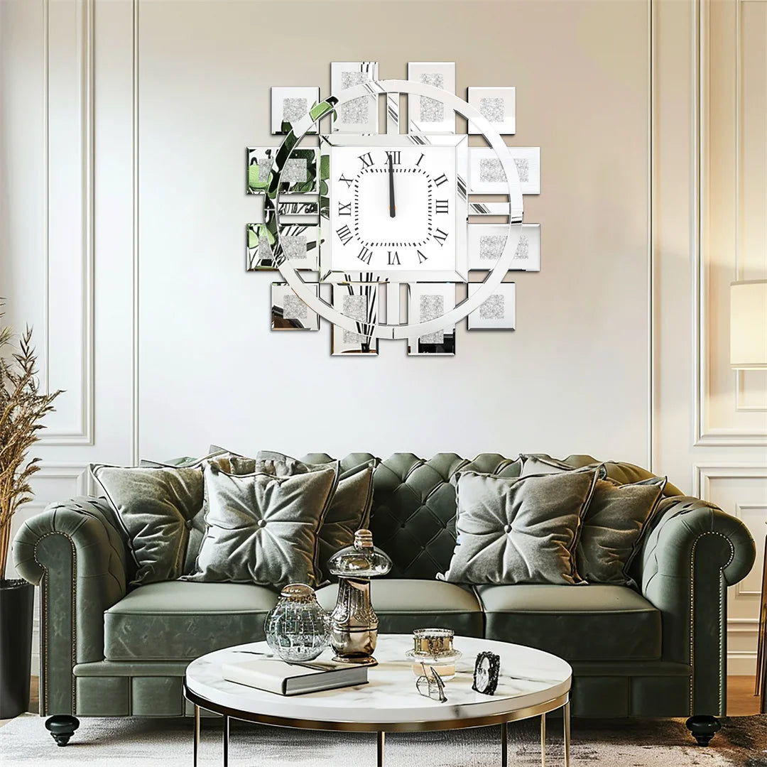Decorative Resin Wall Clock With Needle Loudspeaker Living Room Design