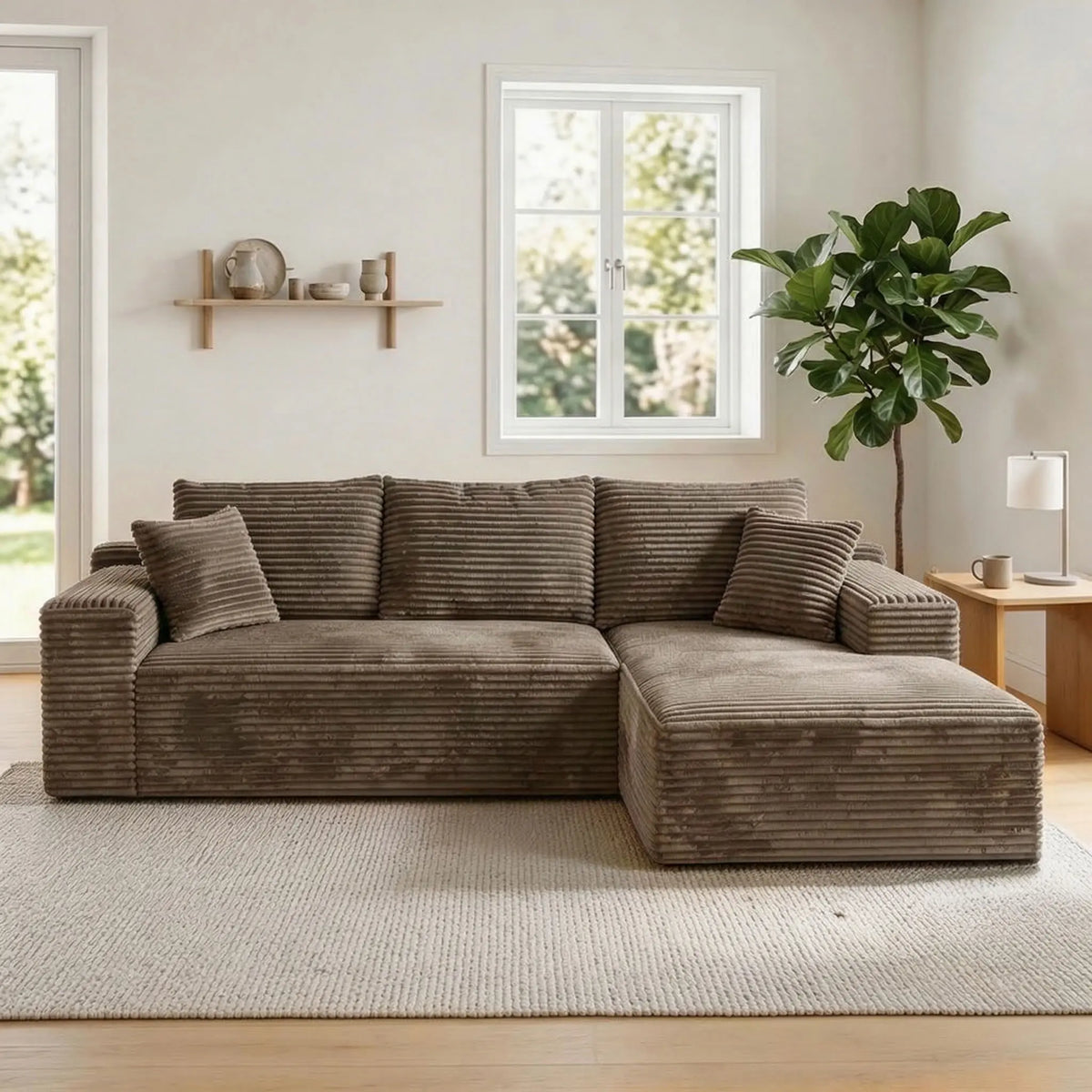 L Shaped Chenille Cloud Sofa With Chaise Lounge Modular Sectional