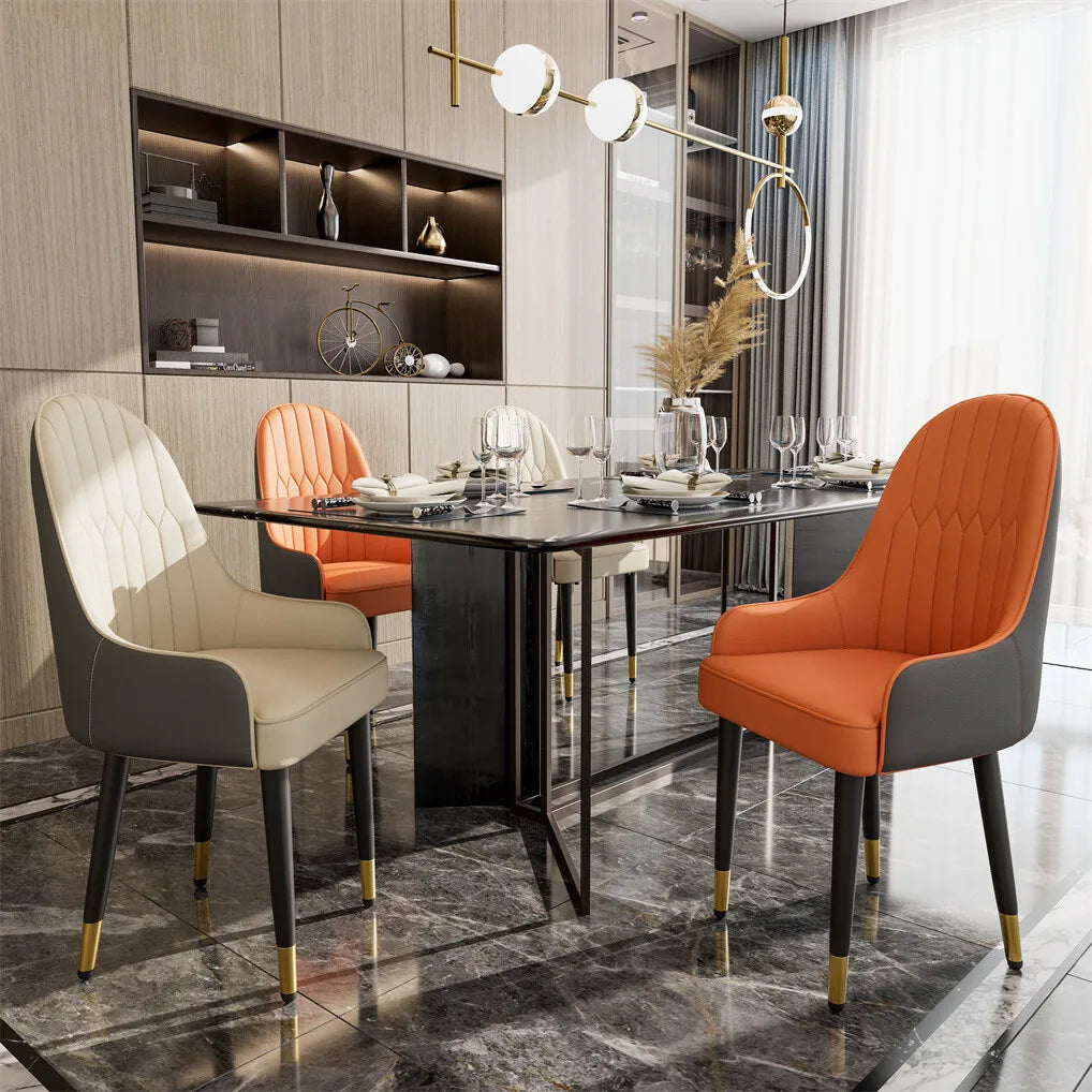 Modern Upholstered Dining Chairs With Metal Legs And Cushions
