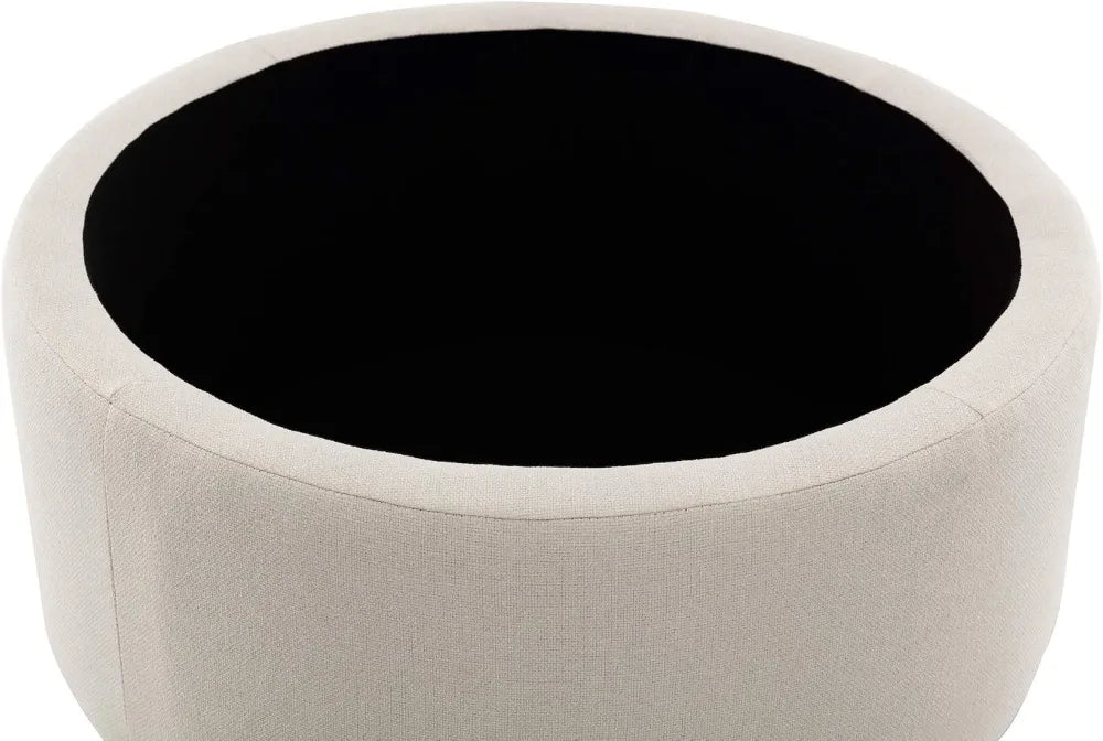 Storage Ottoman Footstool Metal Frame Cushioned With Lid Round