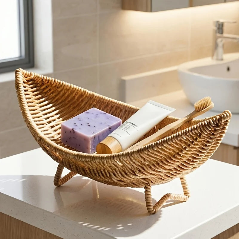 Nordic Imitation Vine Woven Plastic Storage Basket For Home