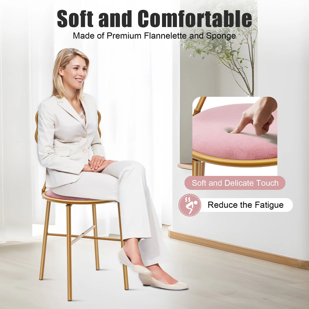 Bymaocar Elegant Butterfly Backrest Dining Chair With Metal Frame