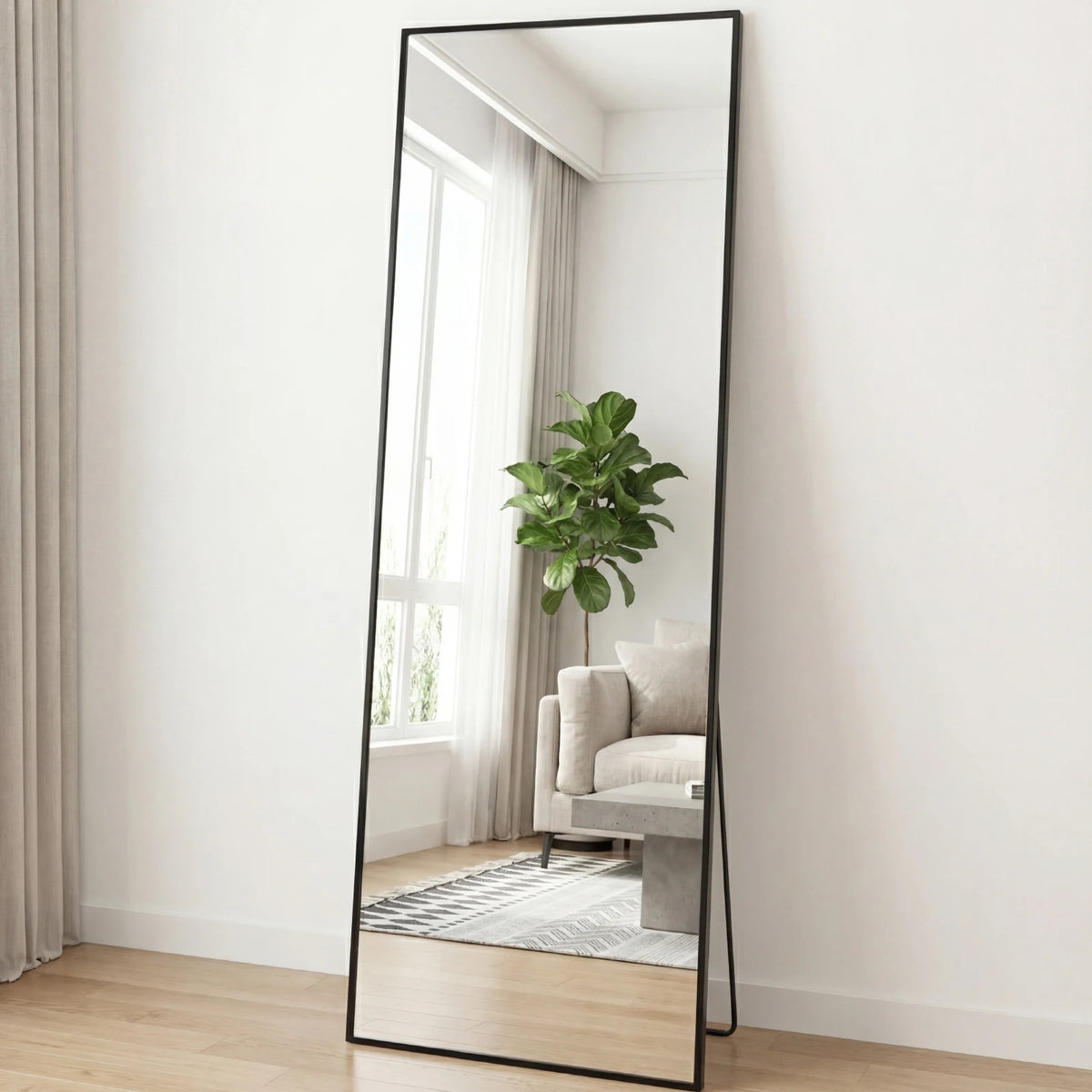 JHK 68"x26" Arched Full Length Mirror with Stand Floor Free Standing Aluminum Frame for Bedroom Bathroom Body Hanging Leaning