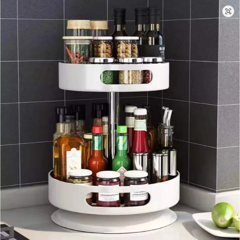 Kitchen 360 Degree Rotating Spice Rack Organizer Condiment Storage Holder