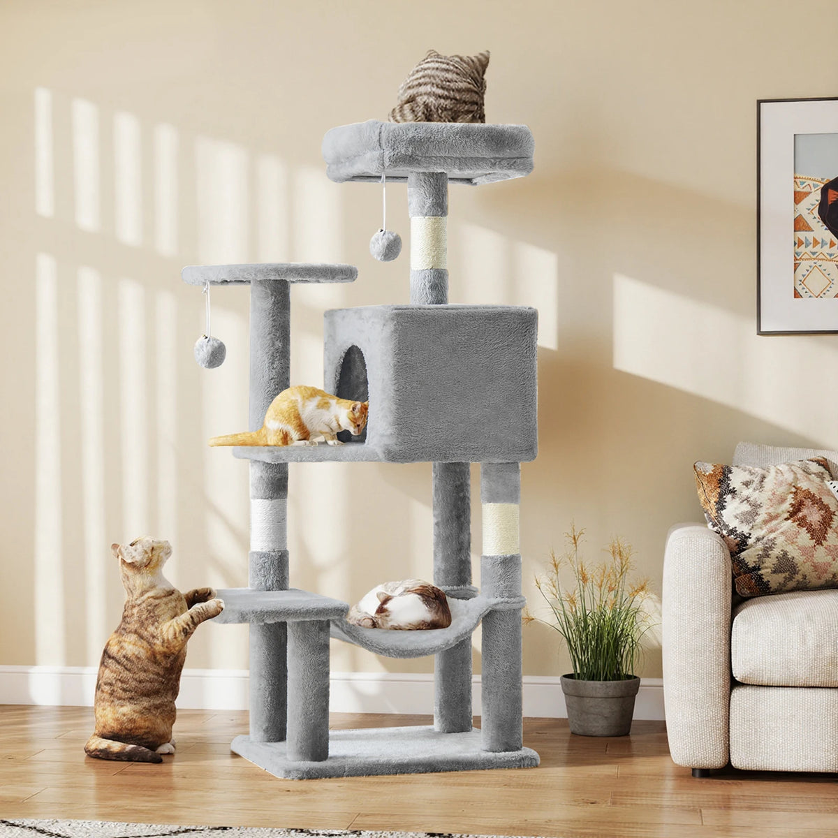 JHK Tall Cat Tree Featuring Sisal Scratching Posts And Perches