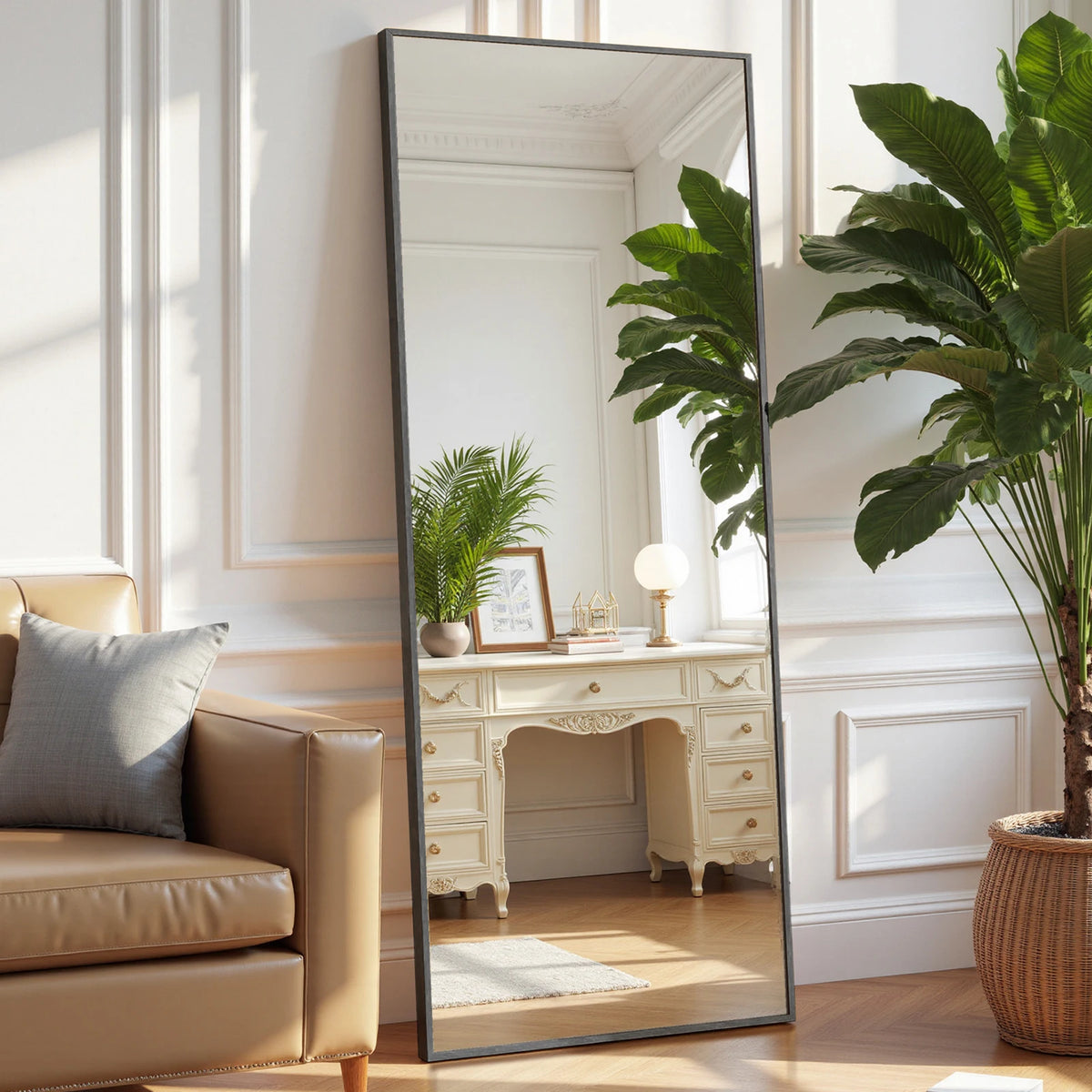 JHK 68"x26" Arched Full Length Mirror with Stand Floor Free Standing Aluminum Frame for Bedroom Bathroom Body Hanging Leaning