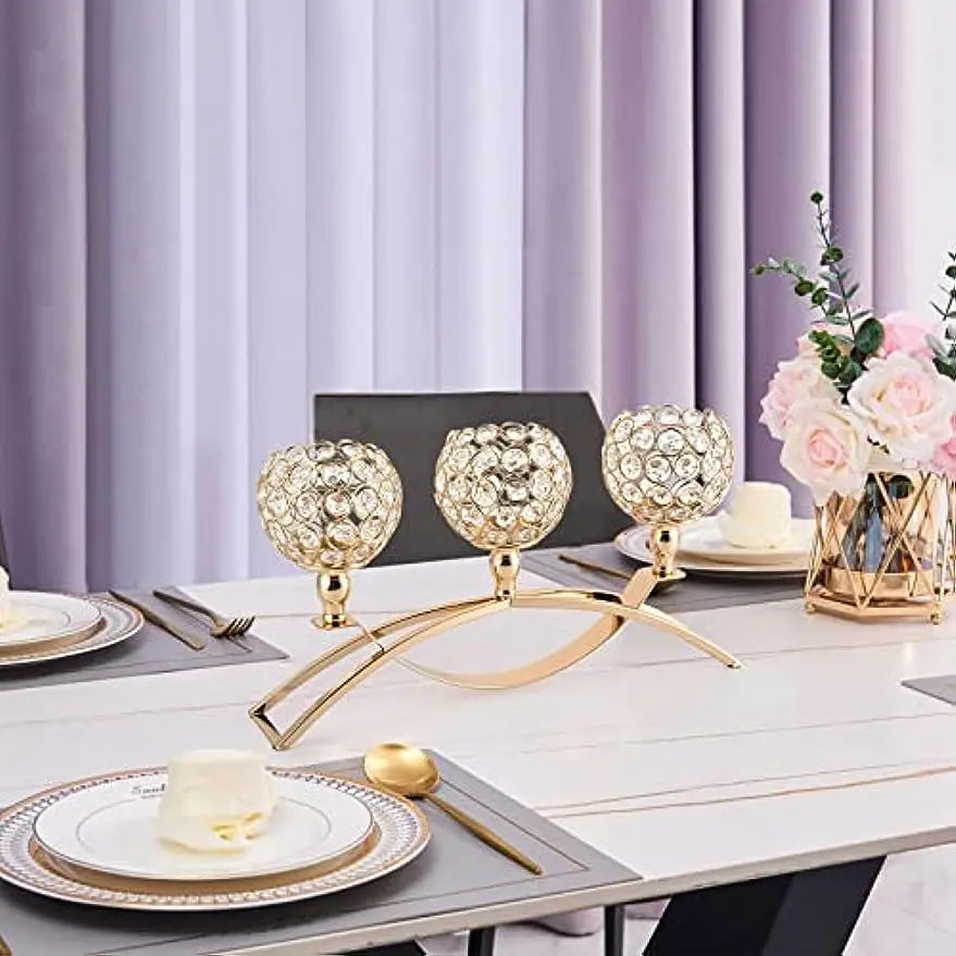 Vincigant Metal Three Arm Candelabra For Table Centerpieces